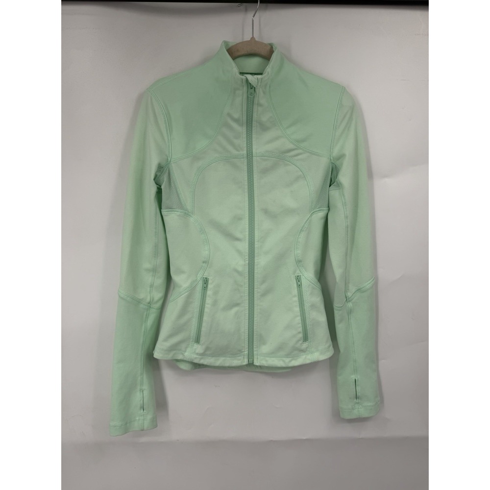 Lululemon Forme Jacket Women 4 Fresh Teal Mint Green Luon Full Zip Yoga Run Y2K